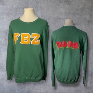 Flatbush Zombies FBZ Chenille GREEK VARSITY LETTERS Colligate Green Sweatshirt S